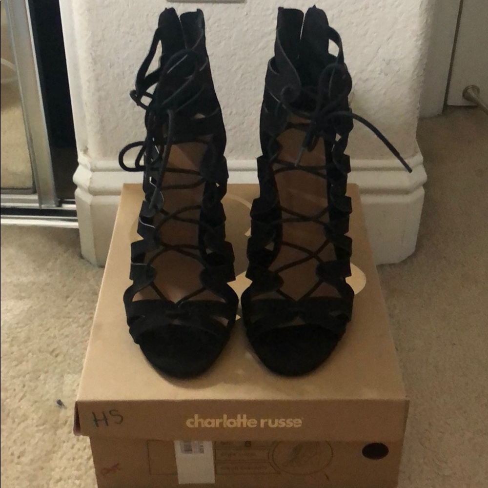 Black suede heels